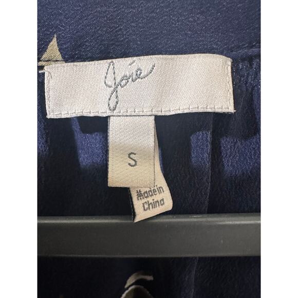 Joie Addie B Printed Silk Crepe De Chine Blouse Navy Novelty Cherry Print, S - Picture 3 of 7